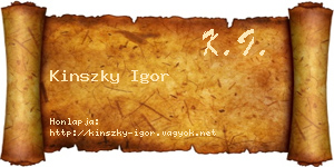 Kinszky Igor névjegykártya